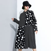 Women Polka Dot Print Long Sleeve Shirt Dress